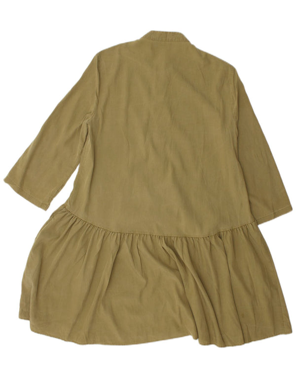 Abito camicia da donna con maniche a 3/4 Zara UK 6 XS Khaki Lyocell