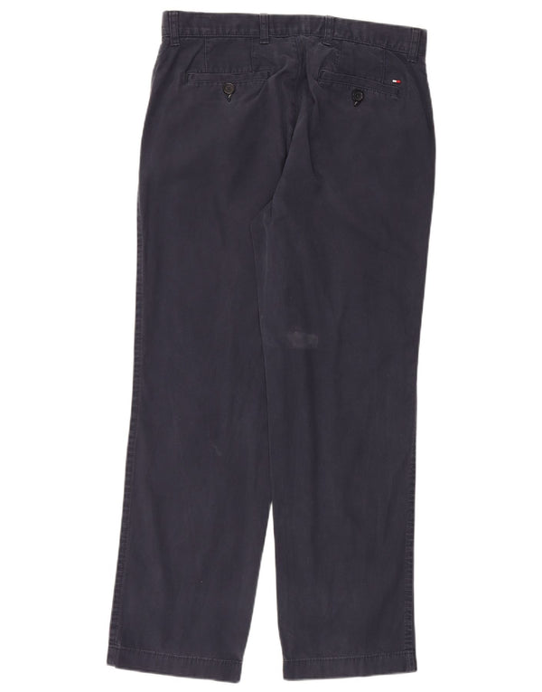Pantaloni chino dritti da uomo Tommy Hilfiger W32 L30 cotone blu navy