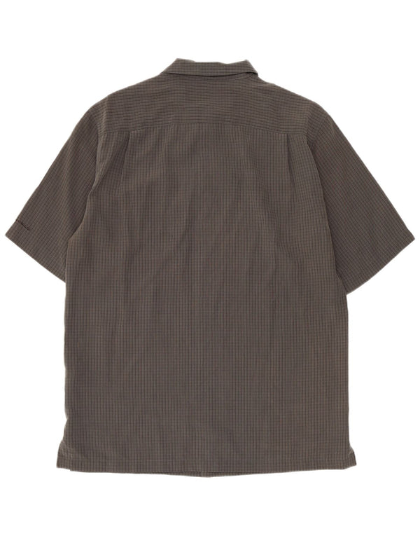 Camicia Columbia da uomo a maniche corte, vestibilità regolare, piccola, grigia, Polynosic