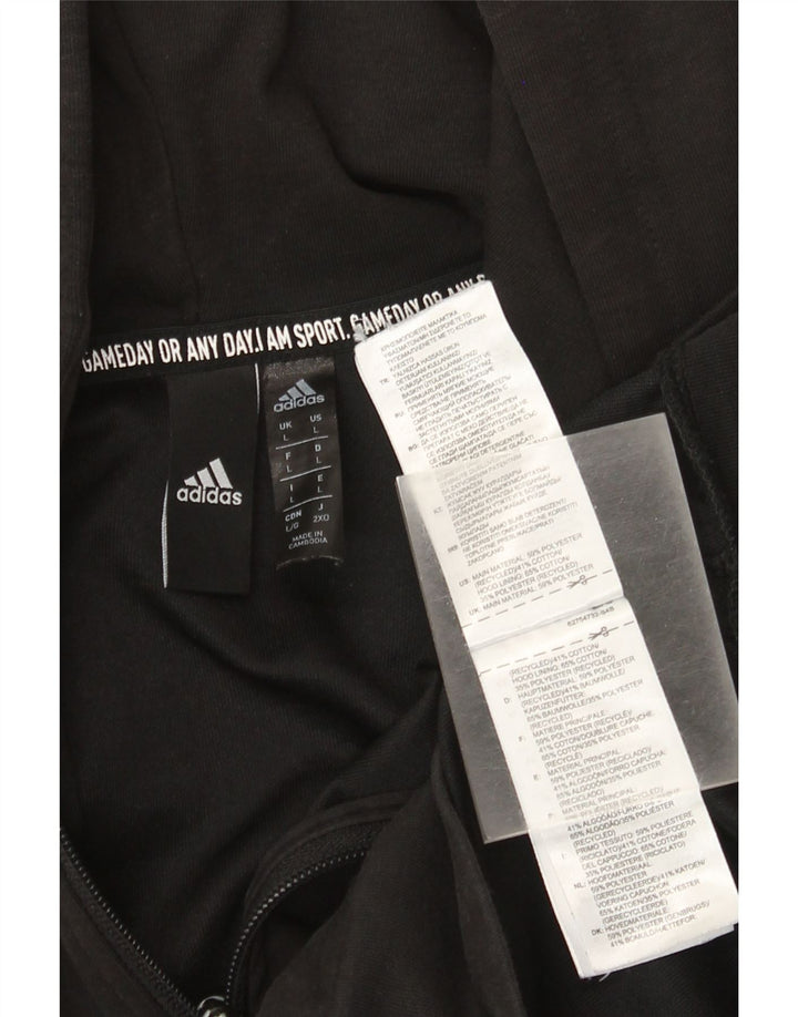 Maglione con cappuccio e zip da uomo Adidas grande in poliestere nero