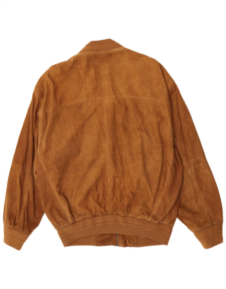 Giubbotto bomber in pelle scamosciata vintage da uomo UK 38 in pelle marrone medio