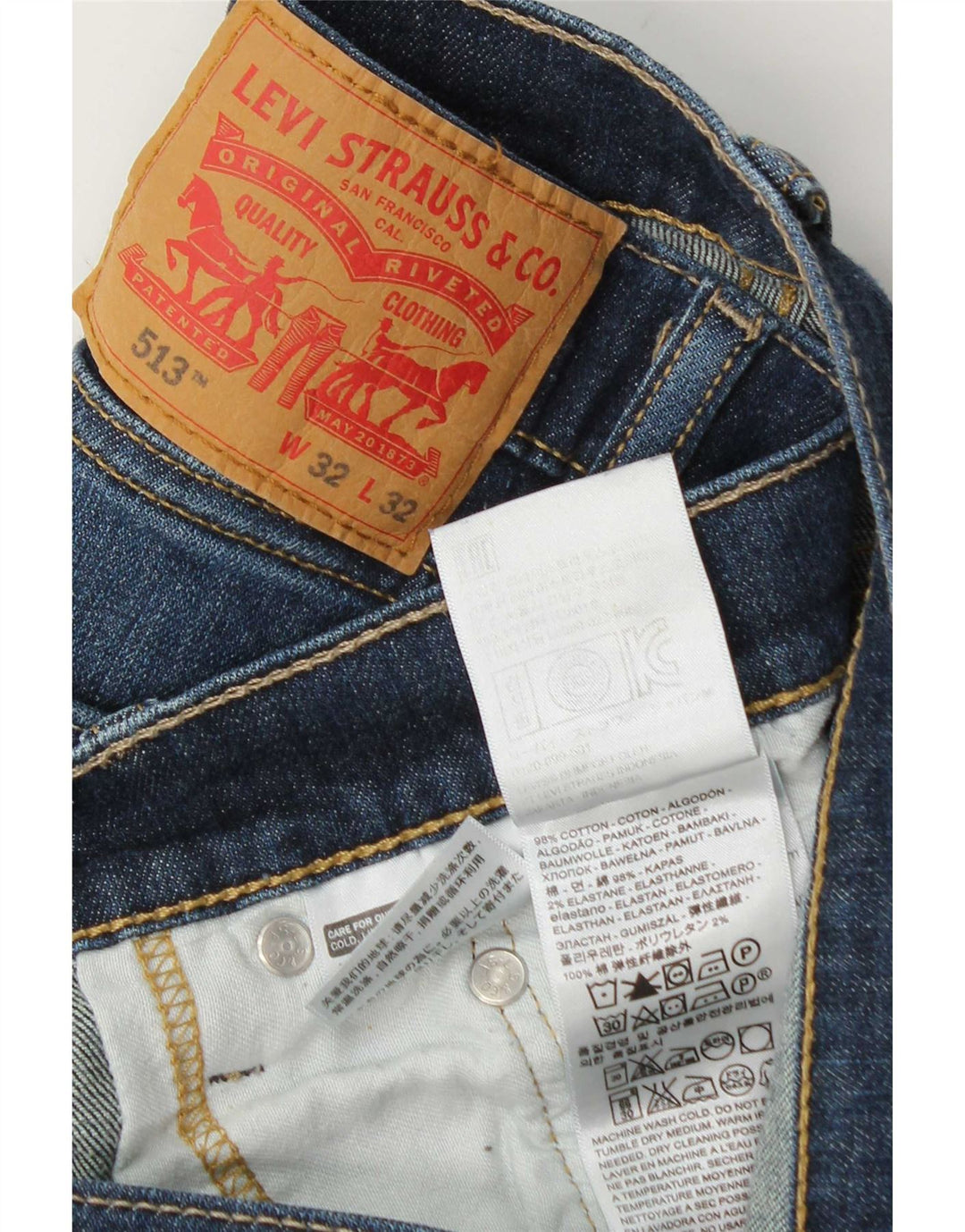 Levi's Uomo 513 Jeans dritti W32 L32 Cotone Blu