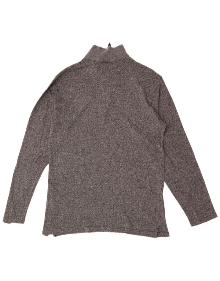 Champion Top da uomo con zip e collo a maniche lunghe in cotone chiazzato grigio medio
