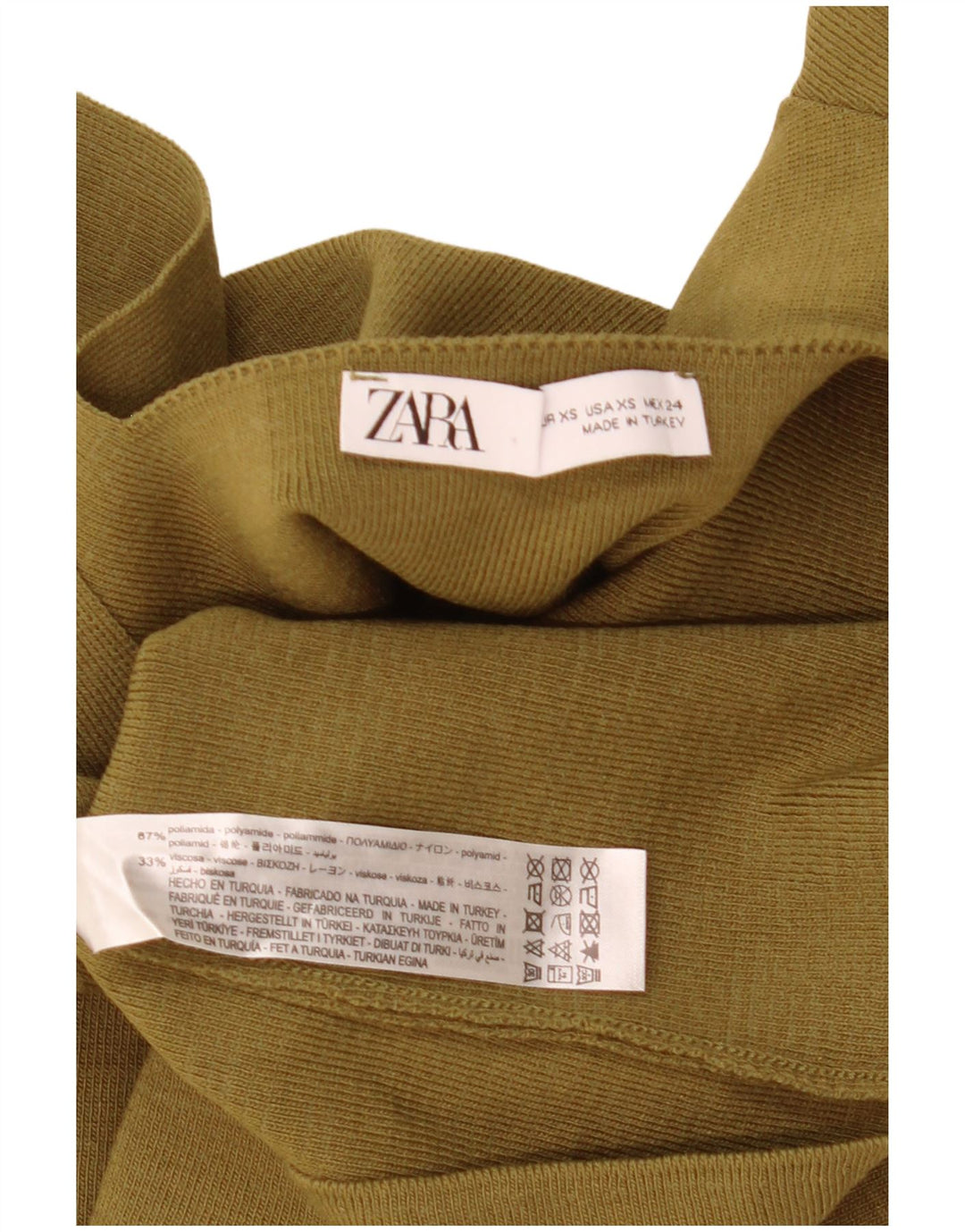 Abito a trapezio da donna Zara UK 4 XS poliammide kaki