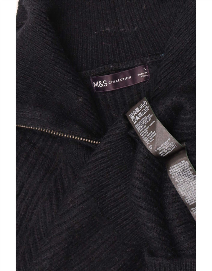Maglione maglione con collo con zip da donna Marks & Spencer UK 10 piccolo blu navy