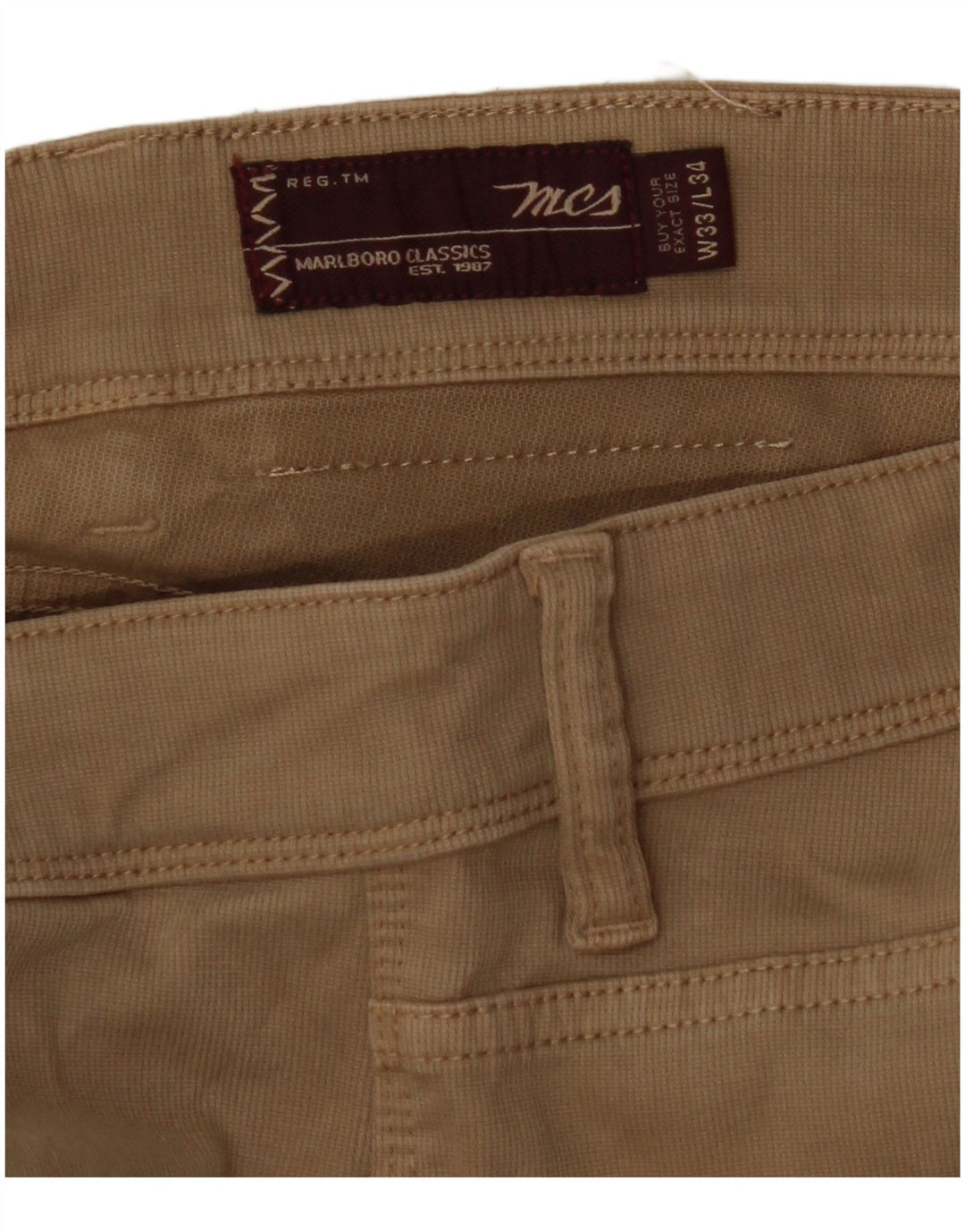 MARLBORO CLASSICS Mens Straight Casual Trousers W33 L30  Beige