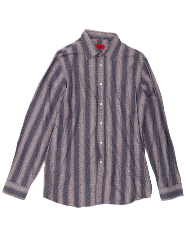 Camicia da uomo Hugo Boss XL in cotone a righe blu navy