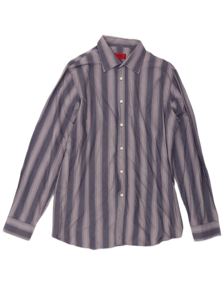 Camicia da uomo Hugo Boss XL in cotone a righe blu navy