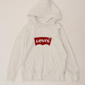 LEVI'S Womens Graphic Hoodie Jumper UK 14 Medium White Cotton Vintage Levi's and Second-Hand Levi's from Messina Hembry 