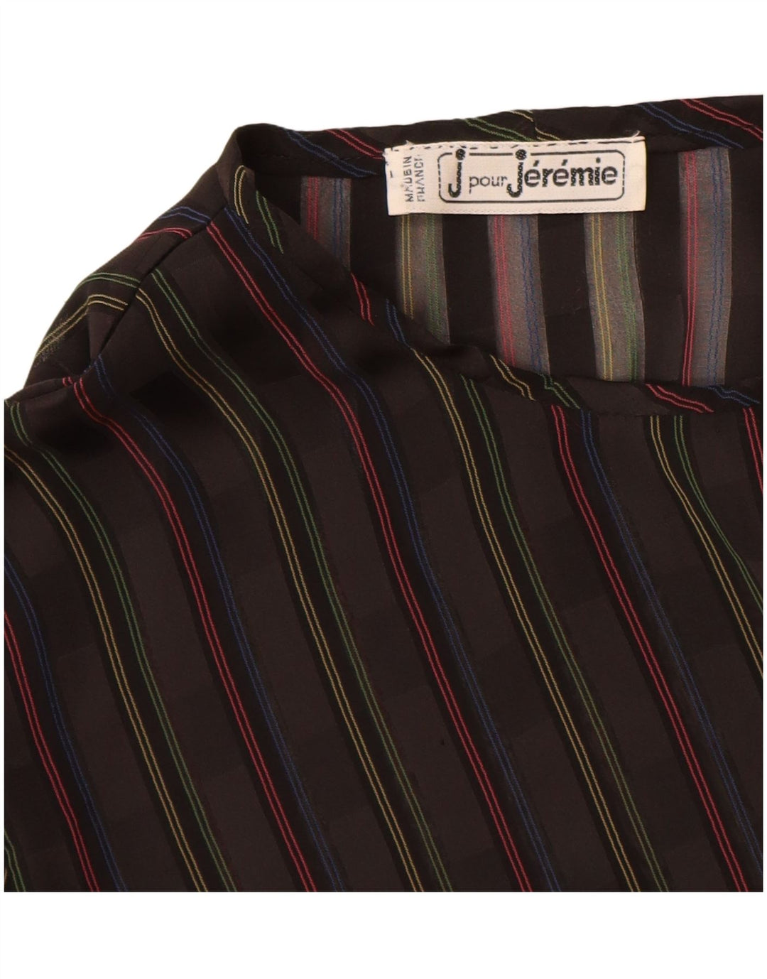 Top camicetta a maniche lunghe da donna vintage UK 14 a righe nere medie