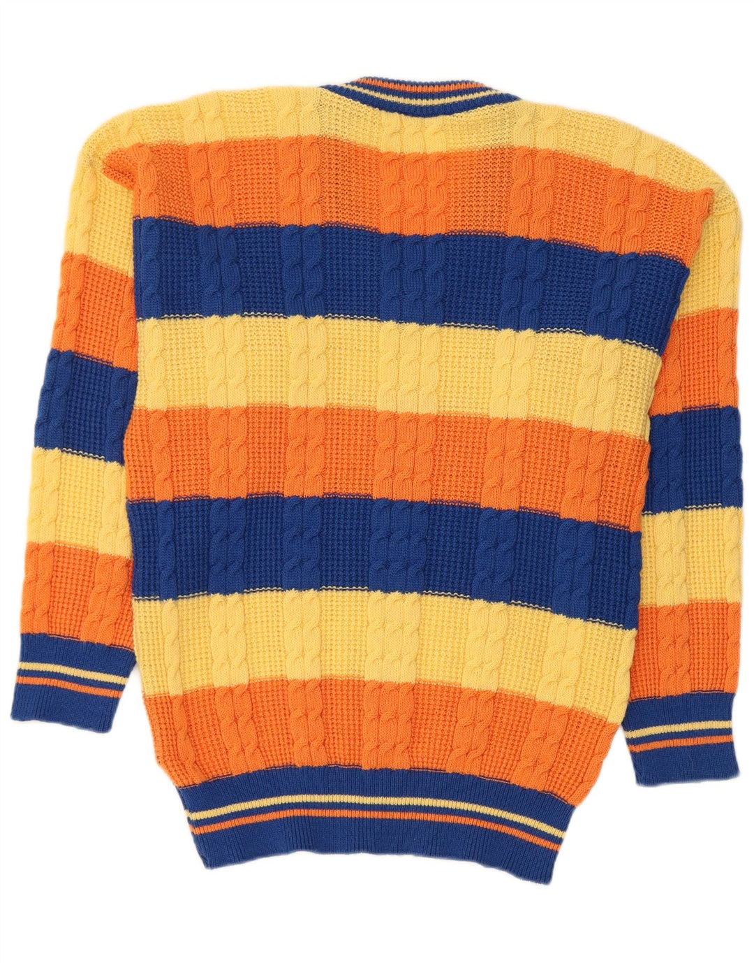 Maglione vintage da uomo con scollo a V a righe multicolori medie
