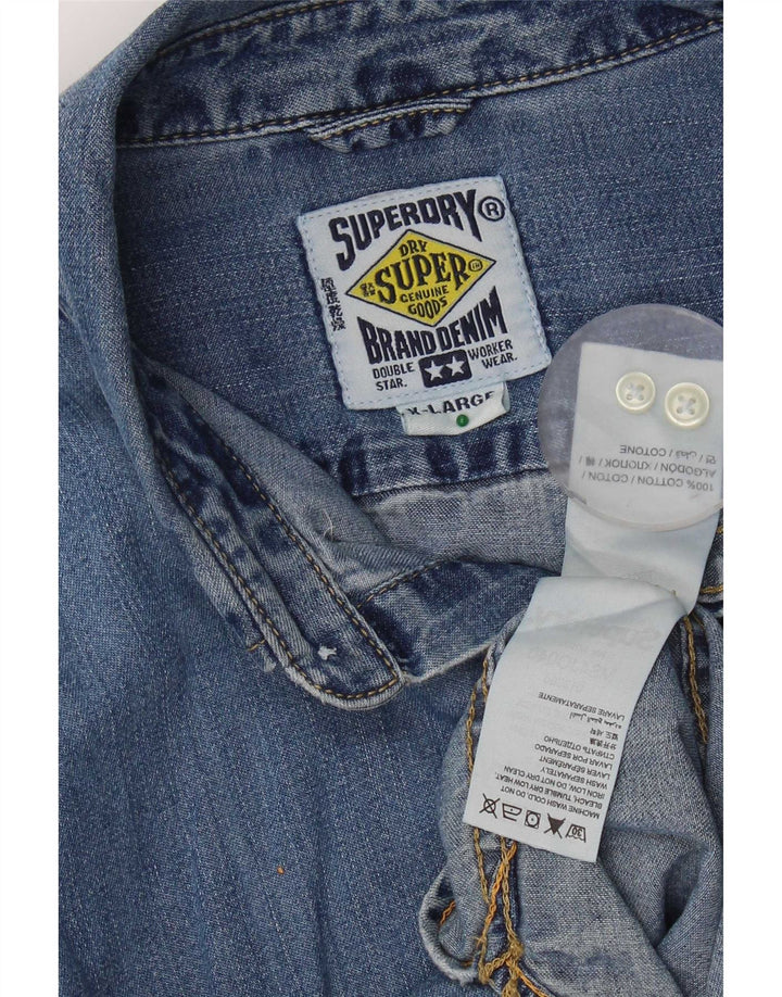 Camicia di jeans da uomo Superdry XL in cotone blu