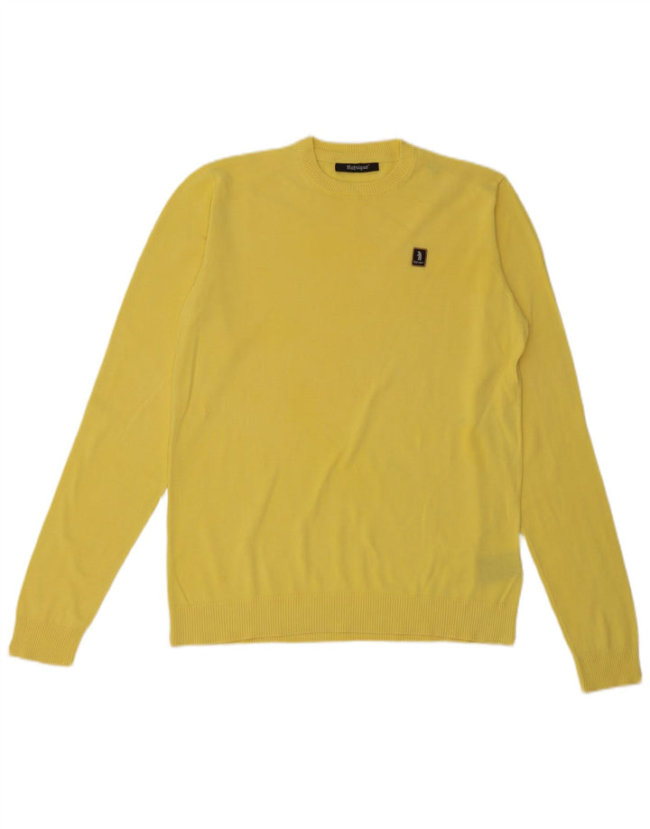Maglione da uomo girocollo Refrigue in cotone giallo medio