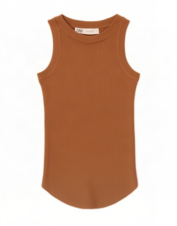 Canotta Zara da donna UK 4 XS in viscosa marrone