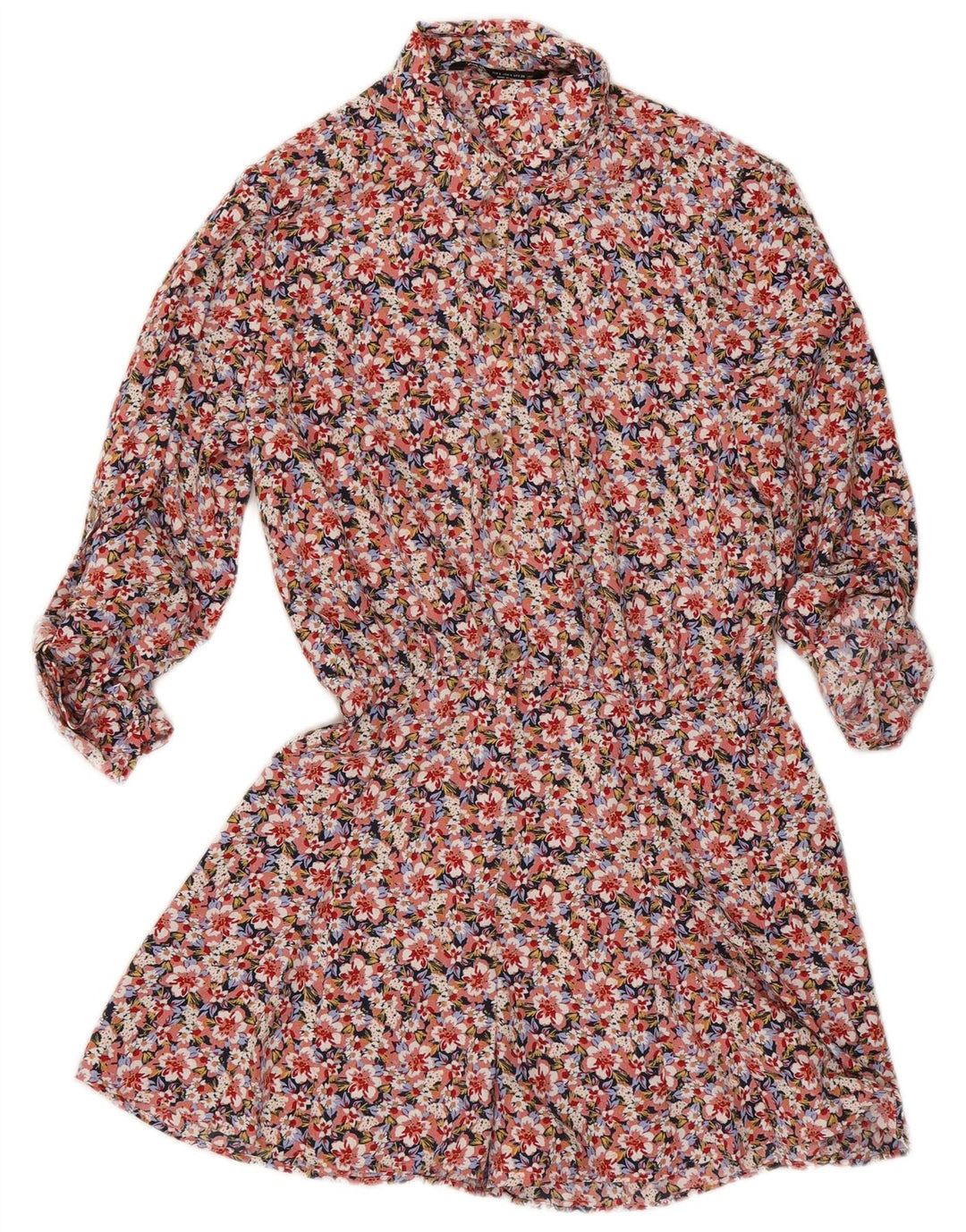 Tutina corta a maniche lunghe da donna Zara UK 10 piccola in poliestere floreale multicolore