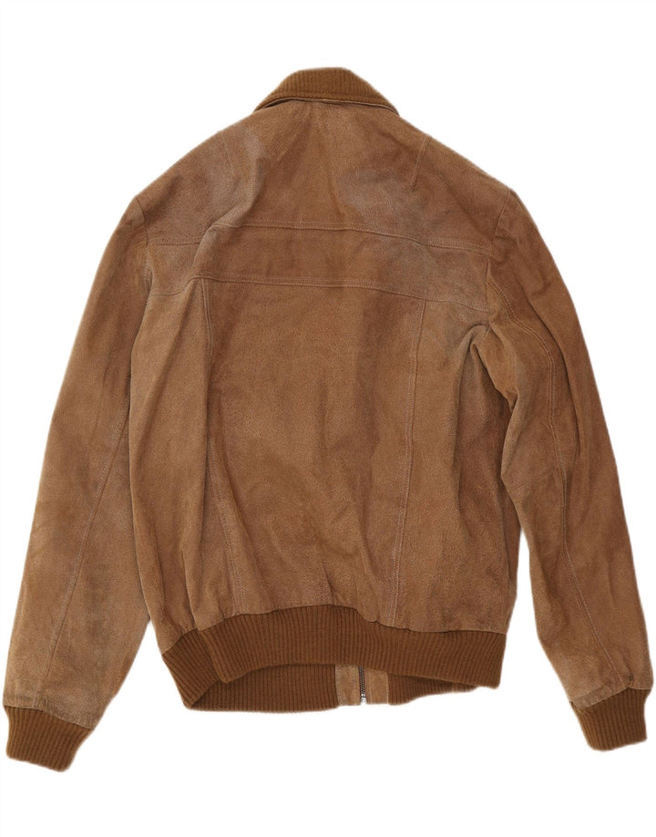 Premio bomber in pelle scamosciata da uomo UK 40 grande in pelle marrone