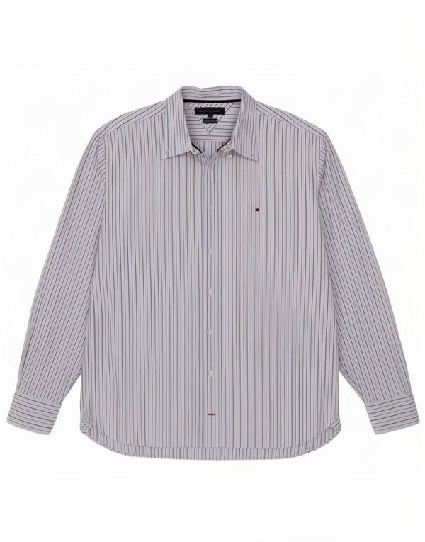 Tommy Hilfiger Mens Shirt XL Blue Striped Cotton