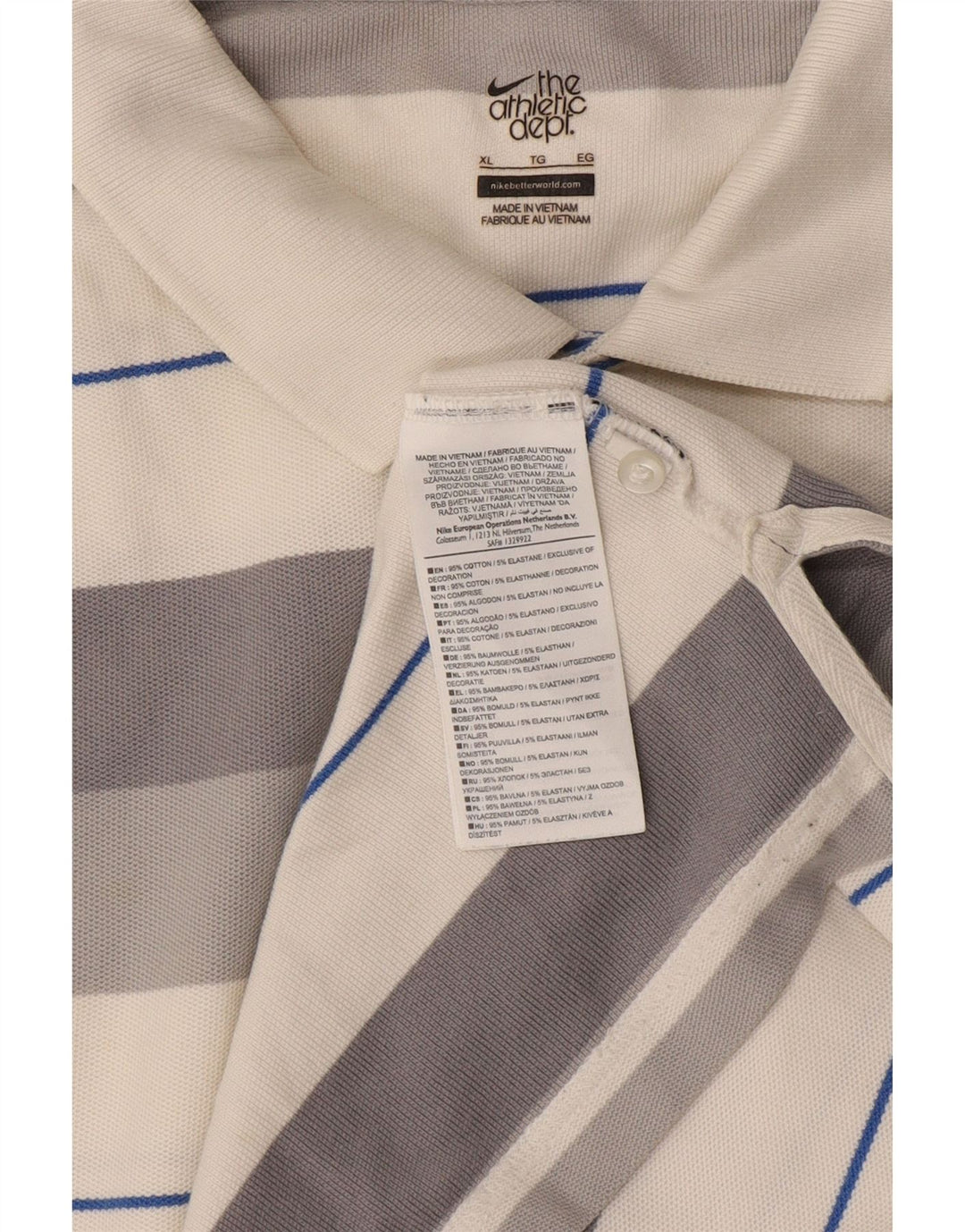 Polo Nike da uomo XL in cotone a righe grigie