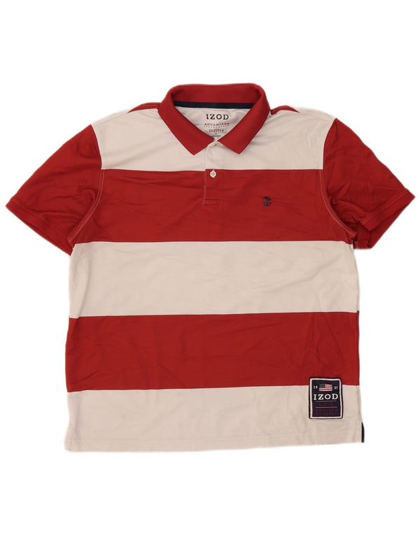 Polo da uomo IZOD grande in poliestere color block rosso