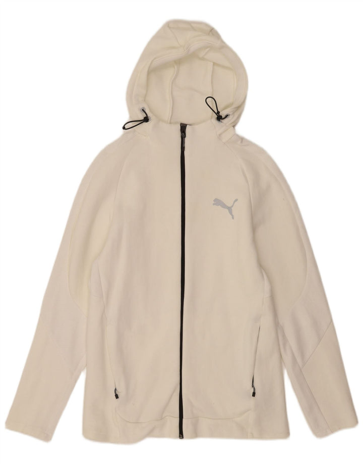 Felpa con cappuccio e zip da uomo Puma in cotone bianco medio