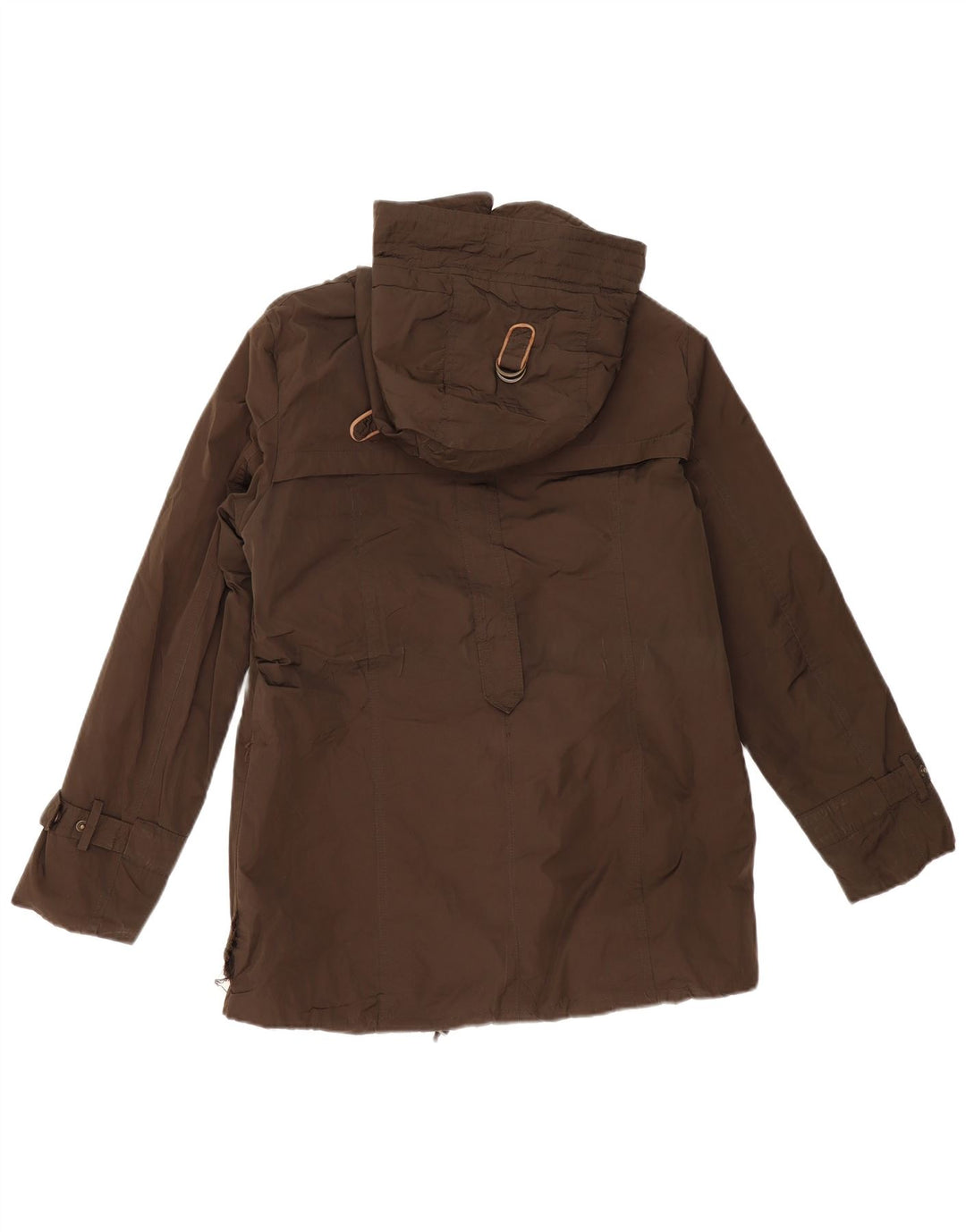 MASSIMO DUTTI Giacca a vento con cappuccio da donna UK 14 Cotone kaki medio