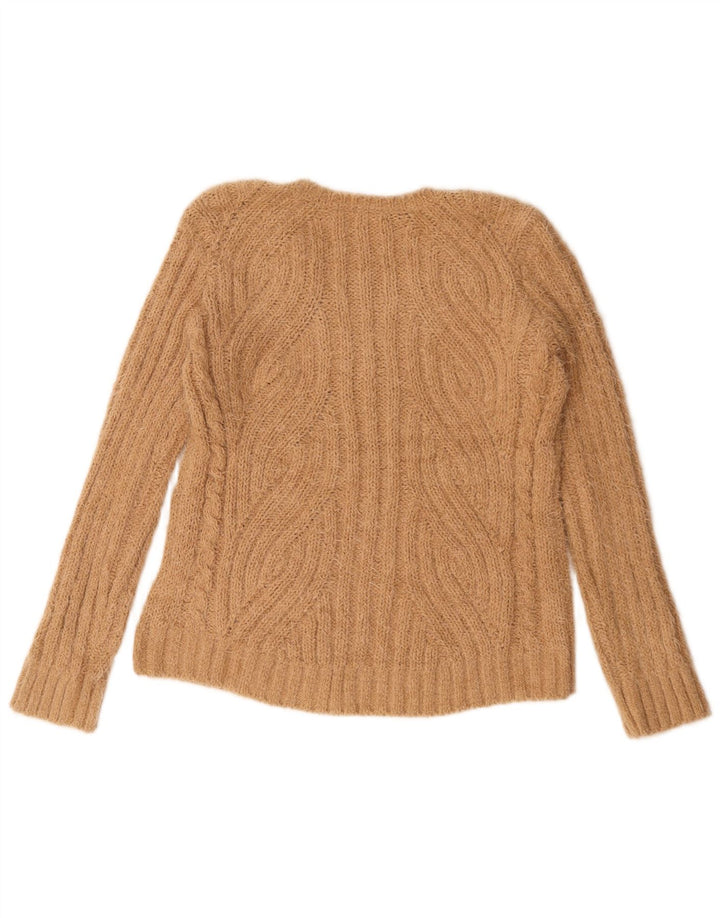 Maglione con scollo a V da donna Marks & Spencer UK 14 Poliestere beige medio