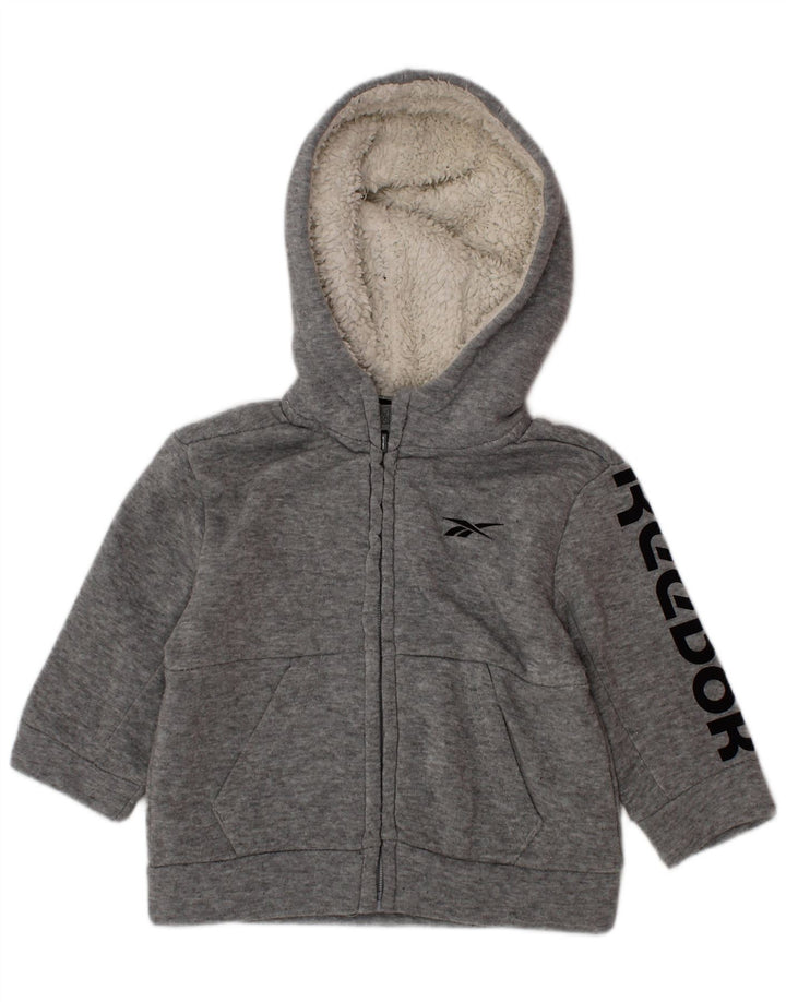 REEBOK Felpa con cappuccio con zip grafica per neonato 9-12 mesi in poliestere grigio