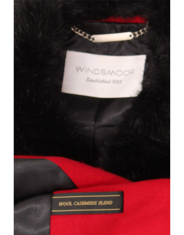 Cappotto doppiopetto da donna Windsmoor UK 14 Blocco colore rosso medio