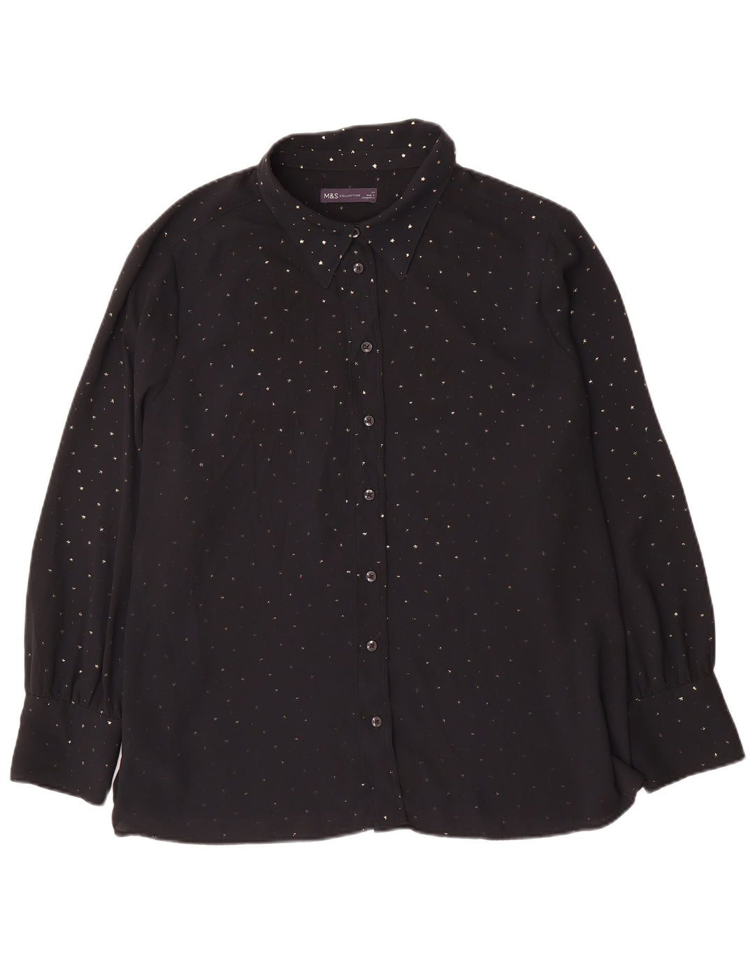 Camicetta camicia da donna Marks & Spencer UK 24 4XL Poliestere maculato nero