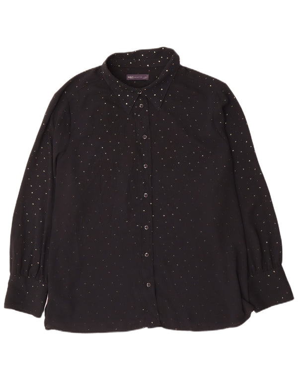 Camicetta camicia da donna Marks & Spencer UK 24 4XL Poliestere maculato nero