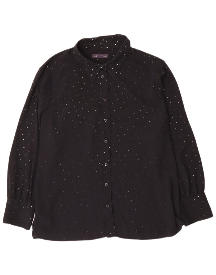 Camicetta camicia da donna Marks & Spencer UK 24 4XL Poliestere maculato nero