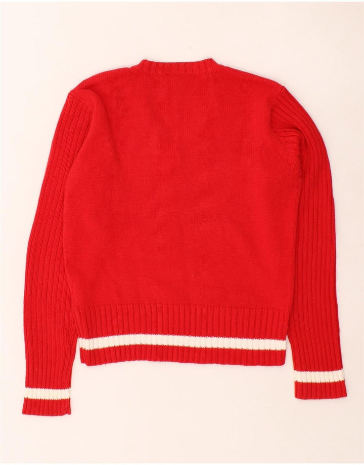 MUSTANG Womens V-Neck Jumper Sweater UK 14 Medium Red Polyacrylic Vintage Mustang and Second-Hand Mustang from Messina Hembry 