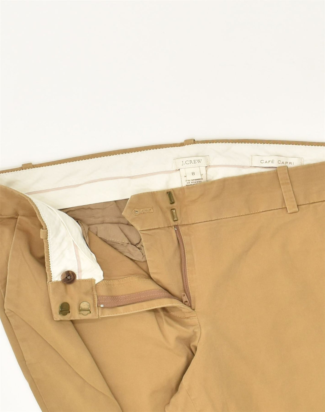 J. CREW Womens Slim Capri Trousers US 8 Medium W34 L25 Brown Cotton | Vintage J. Crew | Thrift | Second-Hand J. Crew | Used Clothing | Messina Hembry 