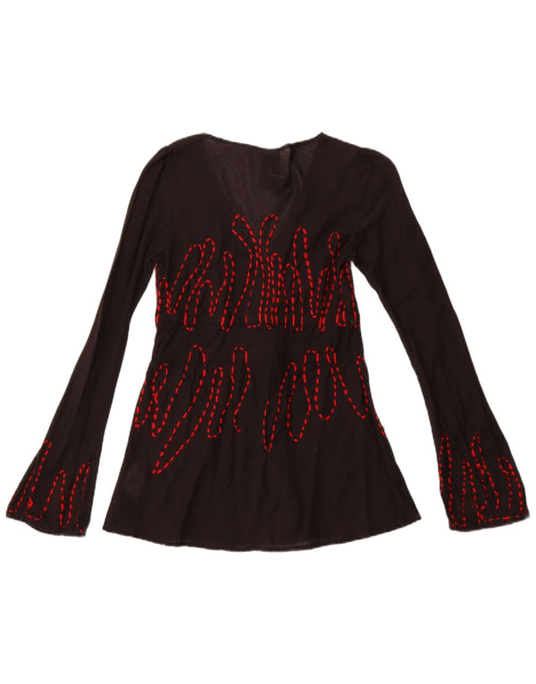 DESIGUAL Camicetta a maniche lunghe con grafica da donna Top UK 10 Small Cotone nero