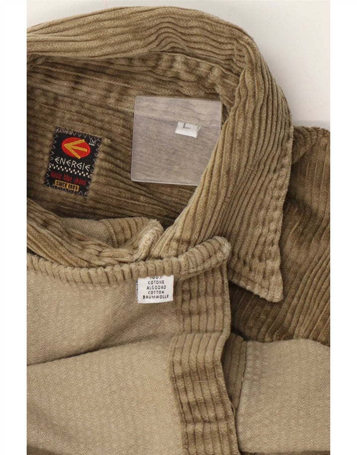 Camicia da uomo in velluto a coste Energie grande in cotone kaki