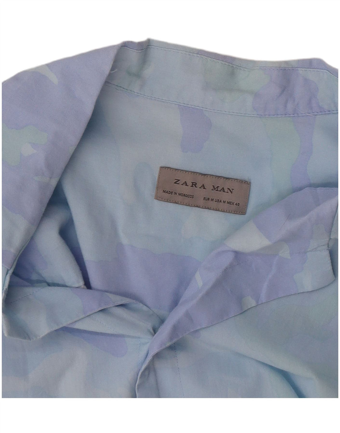 Camicia a maniche corte da uomo Zara con motivo astratto blu medio