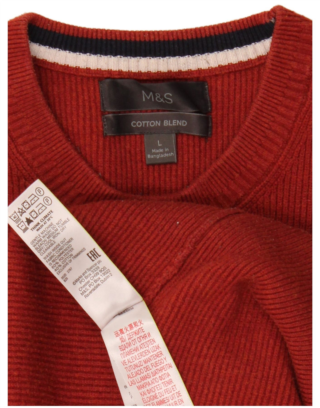 Maglione maglione girocollo da uomo Marks & Spencer grande poliestere arancione