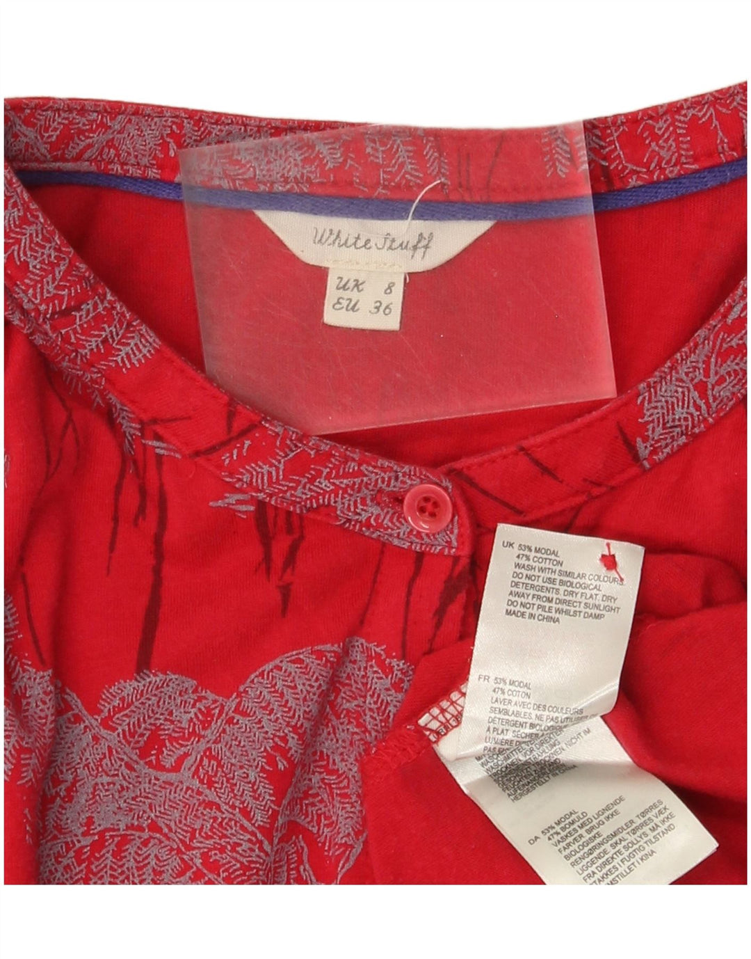 Camicetta da donna White Stuff UK 8 Modale floreale rosso piccolo