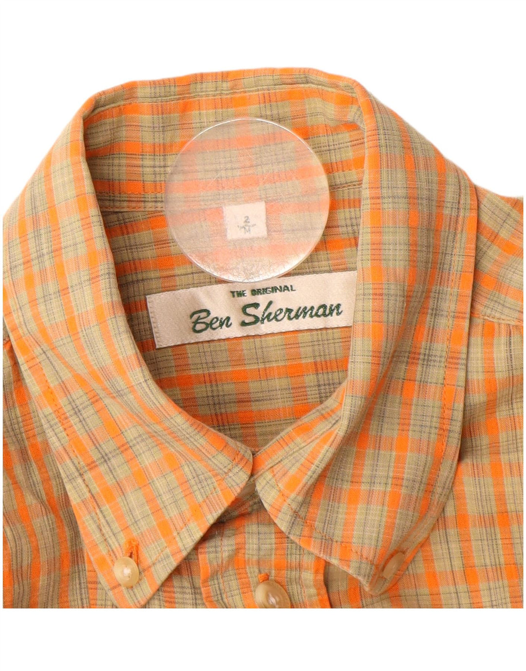 BEN SHERMAN Camicia a maniche corte da uomo a quadri arancio medio