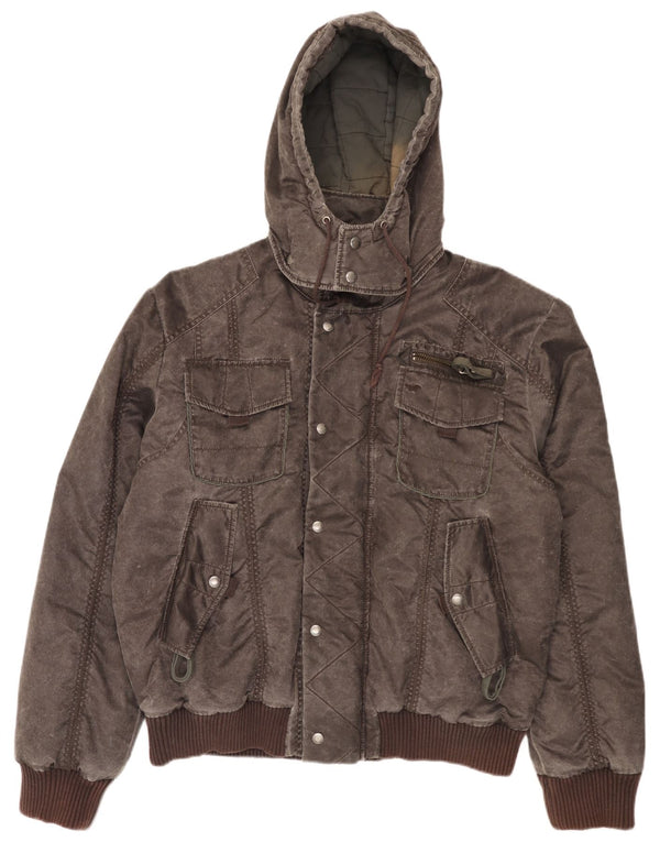 Giubbotto bomber con cappuccio da uomo Mustang UK 42 XL Marrone Poliammide