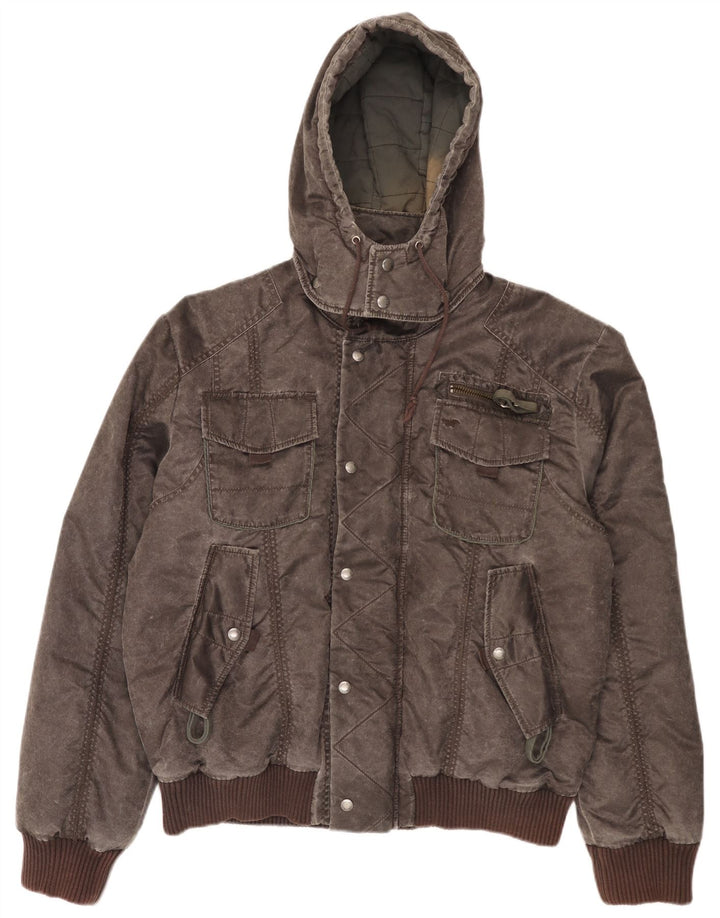 Giubbotto bomber con cappuccio da uomo Mustang UK 42 XL Marrone Poliammide