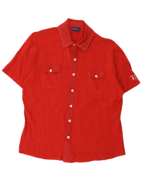 Camicia Trussardi Jeans Uomo Manica Corta 2XL Cotone Rosso