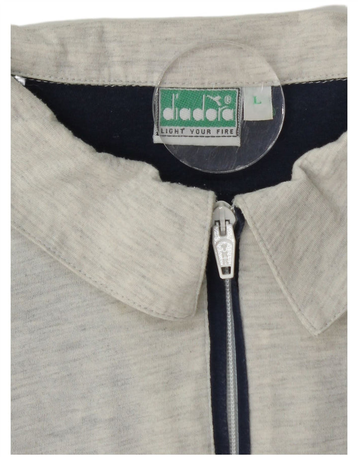 Polo grafica da uomo DIADORA Large in cotone color block blu navy