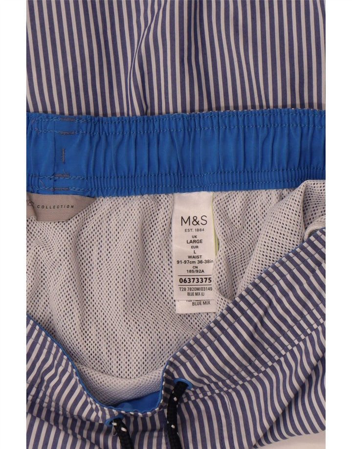 Pantaloncini da bagno da uomo Marks & Spencer grandi in cotone gessato blu