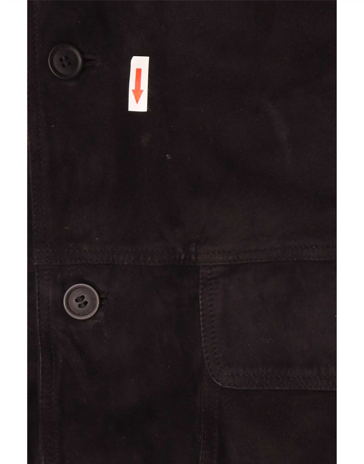 Giubbotto bomber vintage in pelle scamosciata da uomo IT 56 3XL in pelle nera