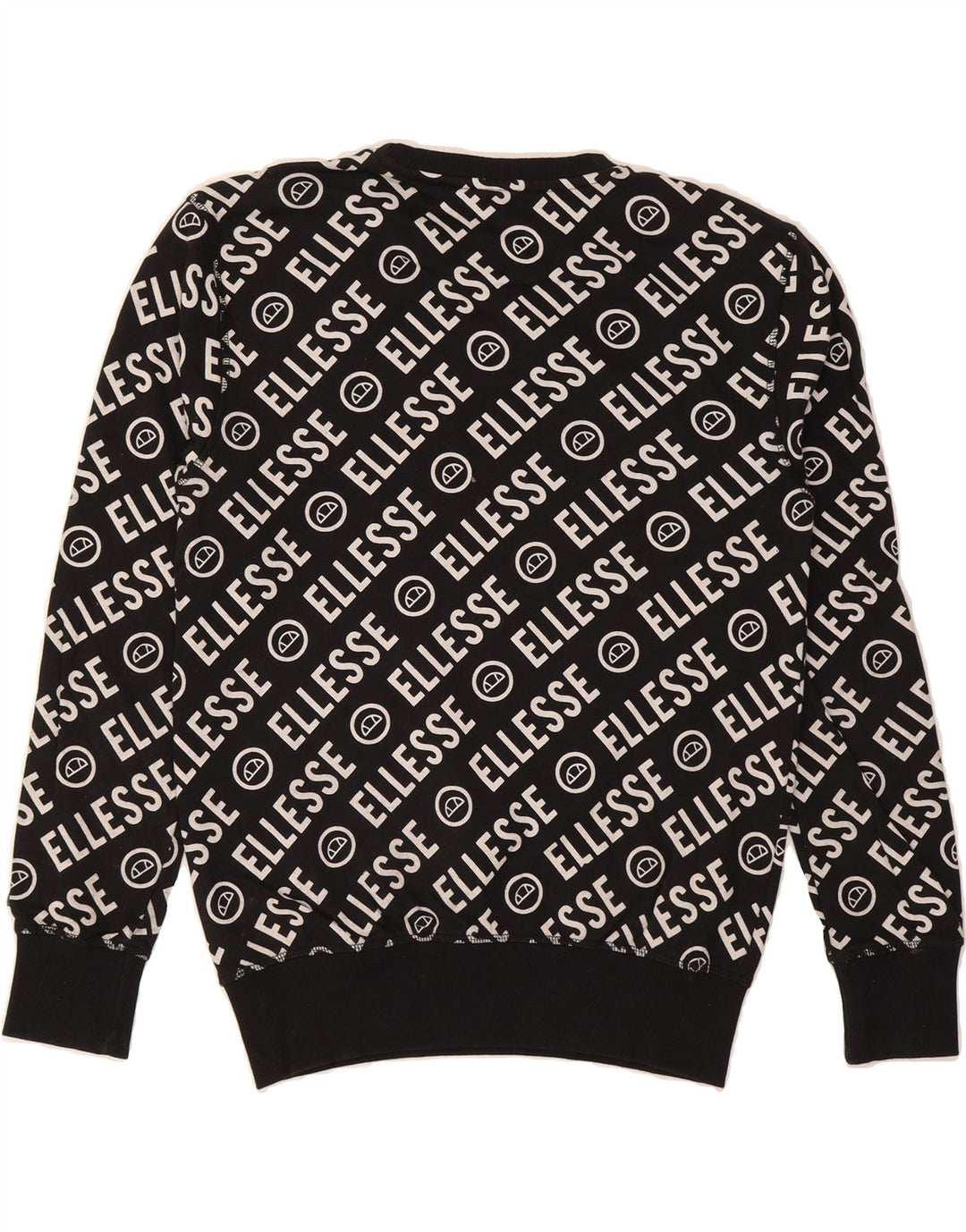 ELLESSE Mens Graphic Sweatshirt Jumper Small Black Cotton Vintage Ellesse and Second-Hand Ellesse from Messina Hembry 