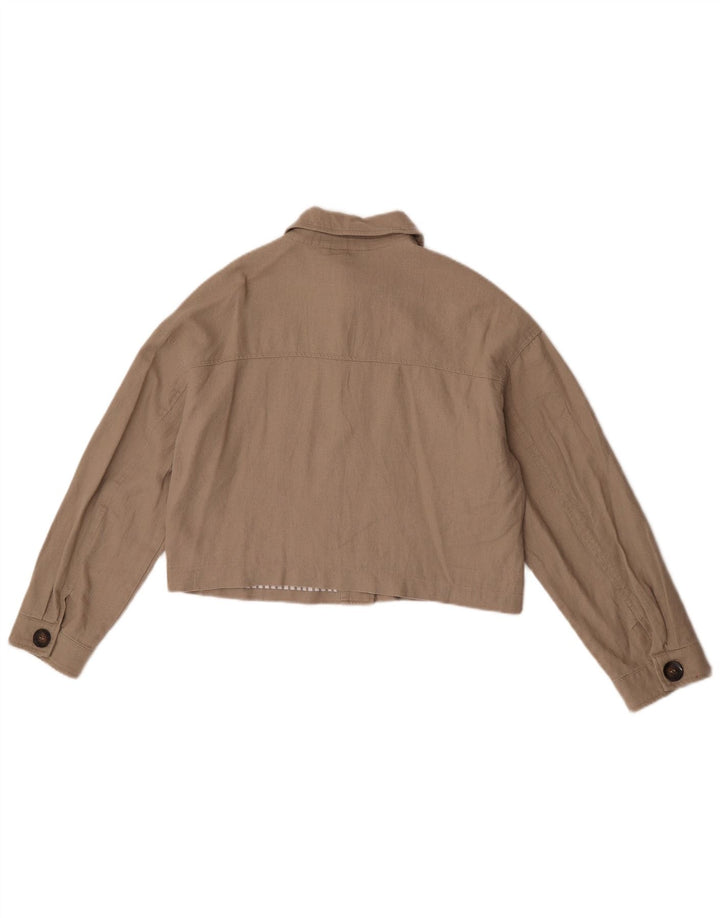 Giubbotto bomber oversize corto da donna Zara UK 10 piccolo lino beige