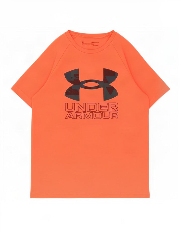 Maglietta grafica da ragazzo Under Armour Top 9-10 anni in poliestere arancione medio