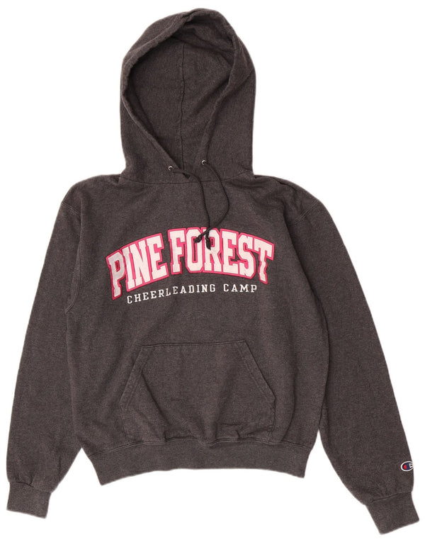 Maglione con cappuccio oversize grafico da donna Champion UK 10 piccolo cotone grigio