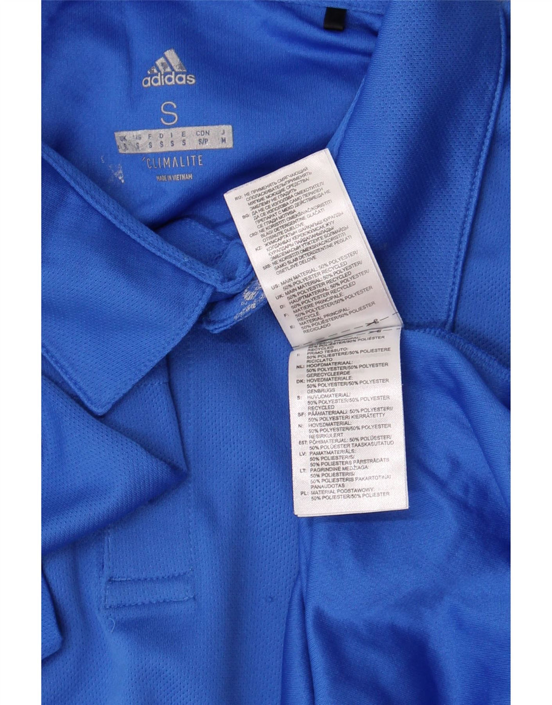 Polo Adidas Climalite da uomo piccola in poliestere blu